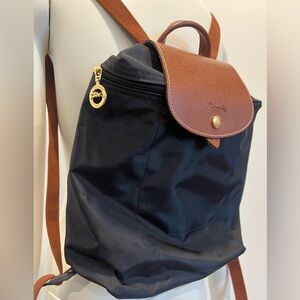 Longchamp Black and Brown Backpack